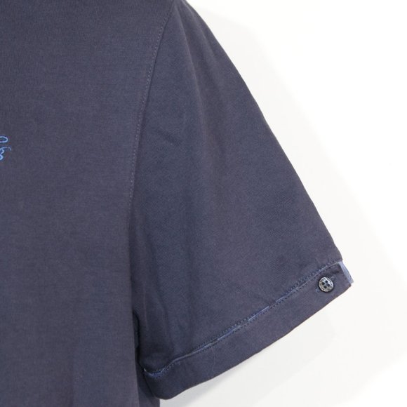 Ted Baker Polo Shirt 4 Large Blue Summer Checkered Collar Short Sleeve Mens - Picture 4 of 10